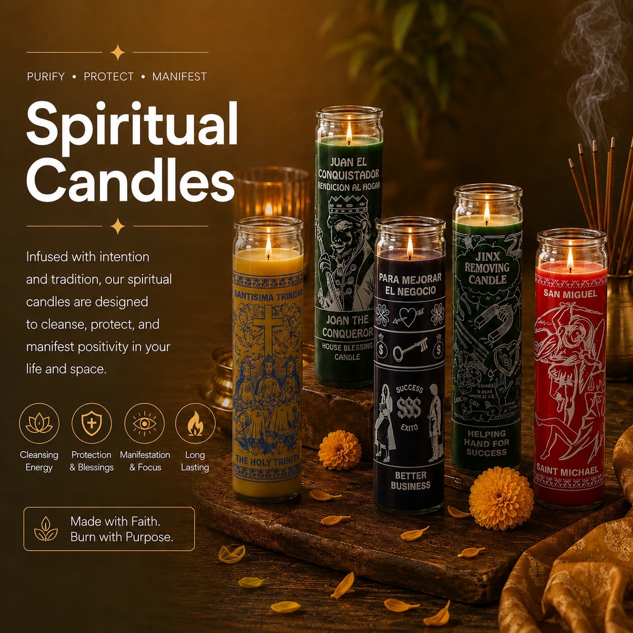 Virginia & Rook Spiritual Candles collection