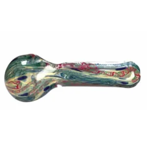 Hand Blown 5 Inch Glass Tobacco Pipe in Green Multi-Coloured